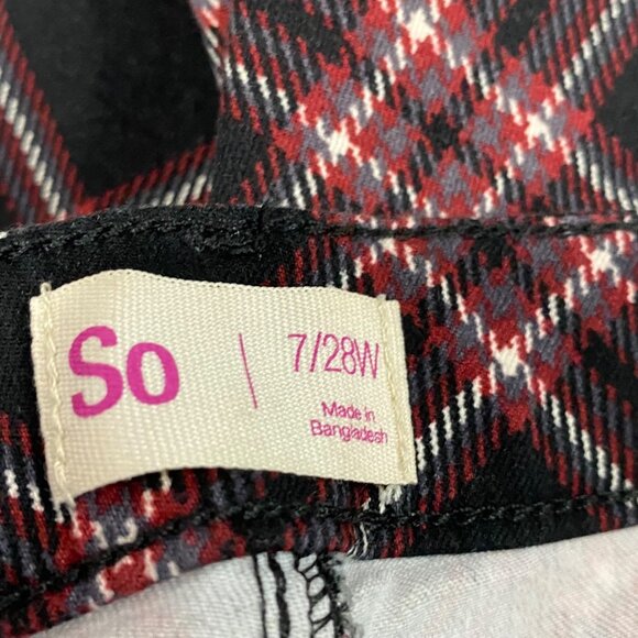 Plaid Mini Skirt With Front Zipper & Pockets - Juniors Size 7/28W - Picture 6 of 6